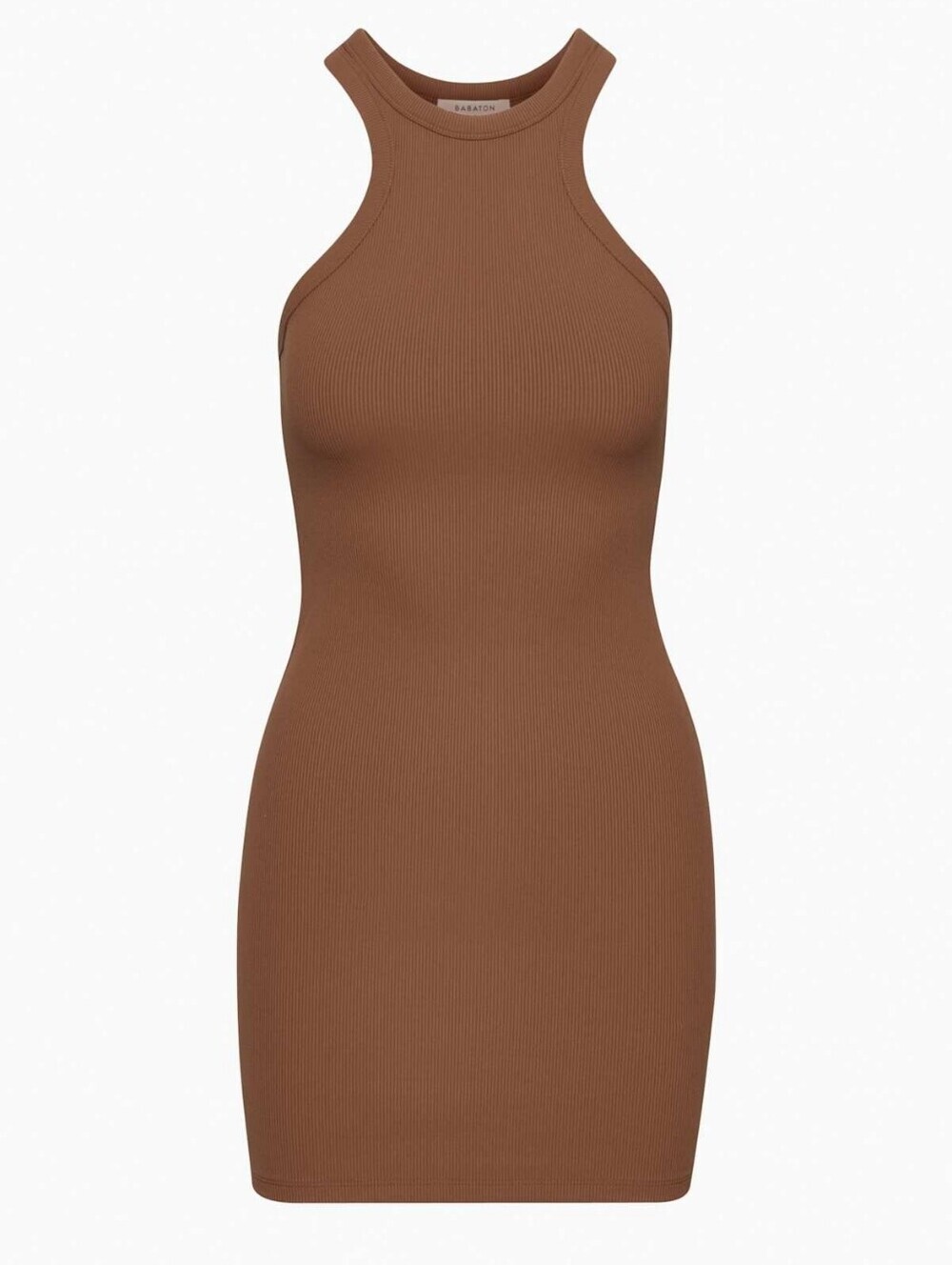 Aritzia Babaton Formarib Racerback Mini Ribbed Dress Size Medium Brown Casual